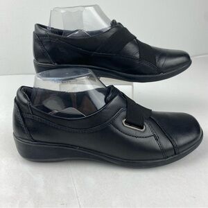 Clarks Collection Womens 8 Black Leather Gael Nicole Slip On Loafer